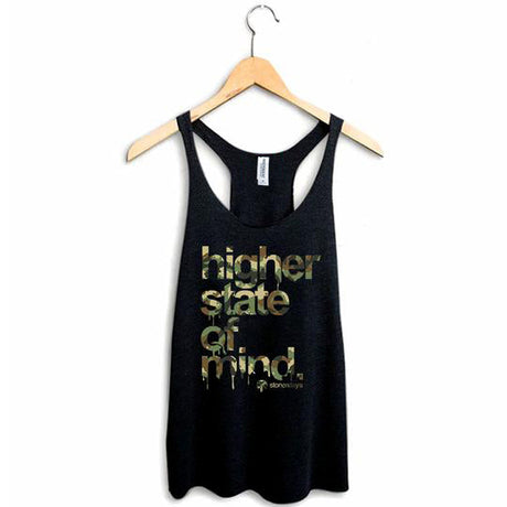 StonerDays Hsom Army Pattern Racerback Tank Top, Front View on Hanger