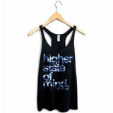 StonerDays Women's Racerback in Blue Army Pattern, Cotton Blend, Front View on Hanger