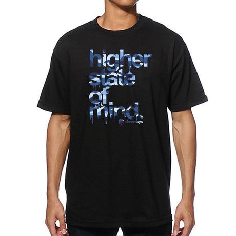StonerDays Hsom Blue Army Tee, black cotton men's t-shirt with frontal graphic design