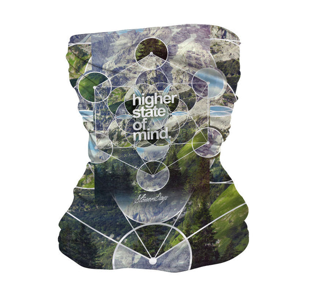 StonerDays Hsom Dimensions Neck Gaiter featuring psychedelic nature print and logo