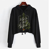 StonerDays Hsom Evergreen Crop Top Hoodie for Women, Black Cotton, Front View on Hanger