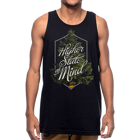 StonerDays Hsom Evergreen Tank top for men, front view on model, sizes S to 3XL, cotton blend