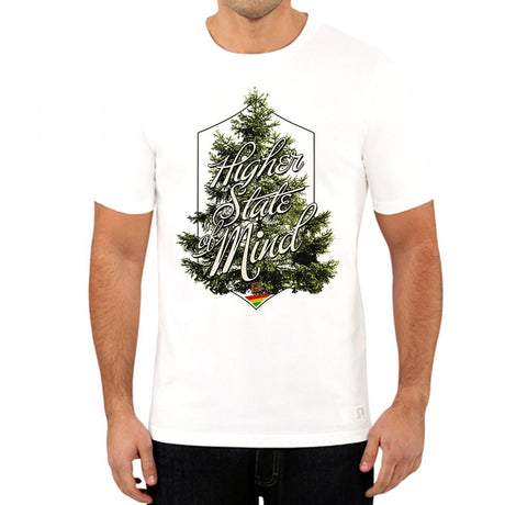 StonerDays Hsom Evergreen White Tee front view on male model, sizes S to 3XL