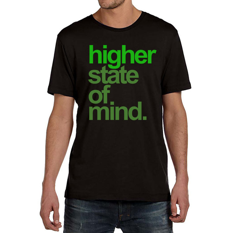 StonerDays Hsom Green T-Shirt in Gray with Green Print, Front View on Male Model
