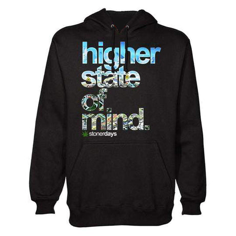 StonerDays Hsom Mile High Hoodie in black with vibrant graphic, front view on white background