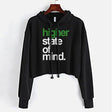 StonerDays Hsom Og Crop Top Hoodie in black with green text, front view on white background