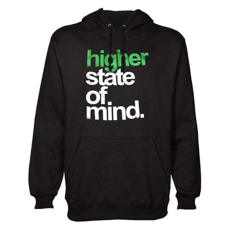 StonerDays Hsom Og Pullover Hoodie in black with white and green print, front view on white background