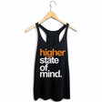 StonerDays Hsom Orange Tangie Women's Racerback Tank Top in Black, Front View on Hanger