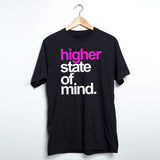 StonerDays Hsom Pink Lemonade T-Shirt in black with pink and white text, front view on hanger