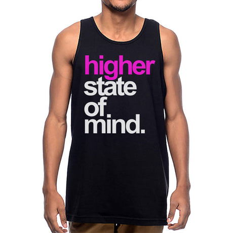 StonerDays Hsom Pink Lemonade Tank, black with pink and white text, front view on male model