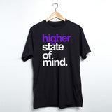 StonerDays Hsom Purps T-Shirt in black with purple and white text, front view on hanger