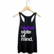 StonerDays Hsom Purps Women's Racerback Tank Top in Black, Front View on Hanger