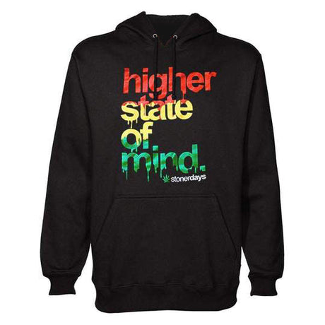 StonerDays Hsom Rasta Hoodie in black with colorful front print, made of cotton and polyester