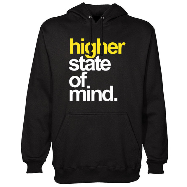 StonerDays Hsom Shatter Yellow Hoodie in black, front view, sizes S-XXL, perfect for bong enthusiasts
