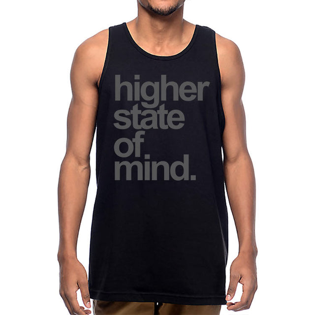 StonerDays Men's Hsom Smoke Tank Top in Black, Front View, Sizes S-XXXL