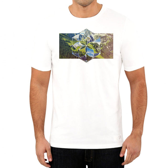 StonerDays Hsom Unity White Tee, front view on model, sizes S to 3XL, comfortable cotton