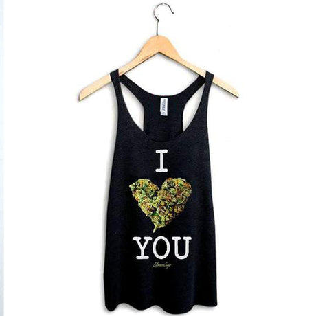 StonerDays Women's Racerback with 'I Bud You' Print Hanging on a Hanger