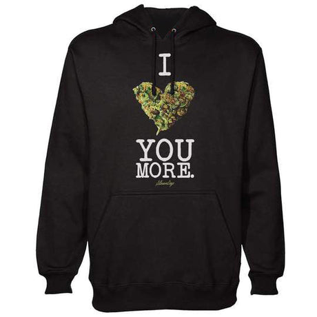 StonerDays Men's Black Hoodie with 'I Bud You More' Graphic, Front View