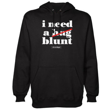 StonerDays Men's Hoodie with 'I Need A Blunt' Graphic, Cotton & Polyester, Front View