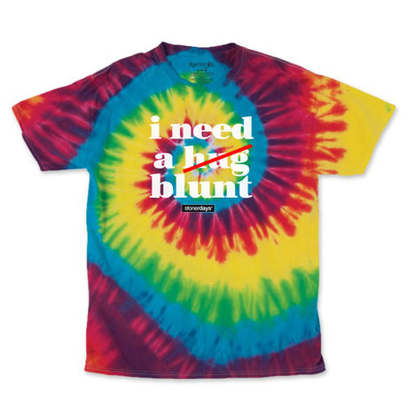 StonerDays Men's Tie Dye Tee with 'I Need A Big Blunt' Text, Cotton, Front View
