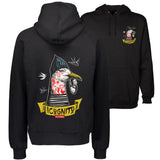 StonerDays Incognito Sparrow Hoodie in black, featuring unique graphic design, front and side view
