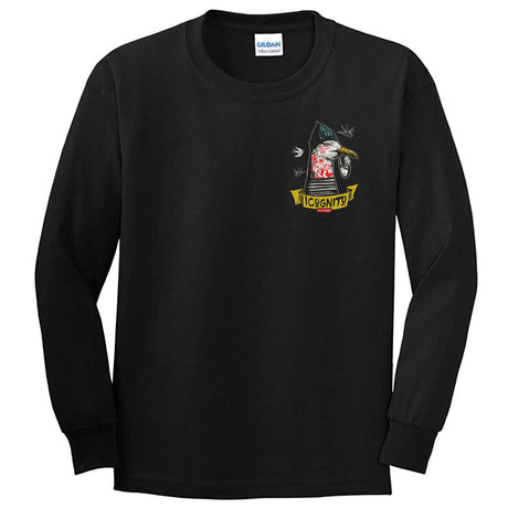 StonerDays Incognito Sparrow Long Sleeve Shirt in Black, Front View, USA Made Cotton
