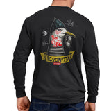 StonerDays Icognito Sparrow Long Sleeve shirt, rear view on a male model, USA-made cotton apparel