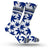 StonerDays Indianapolis themed blue and white socks with cannabis leaf design, one size fits all