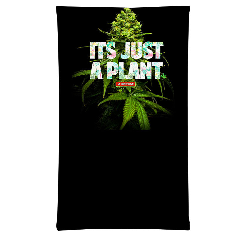 StonerDays 'It's Just A Plant' Neck Gaiter - Front View on White Background