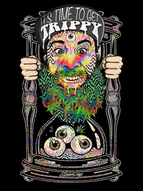 StonerDays 'It's Time To Get Trippy' Hoodie with Psychedelic Print, Front View