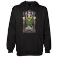 StonerDays black hoodie with 'It's Time To Get Trippy' colorful print, front view, sizes S to XXL