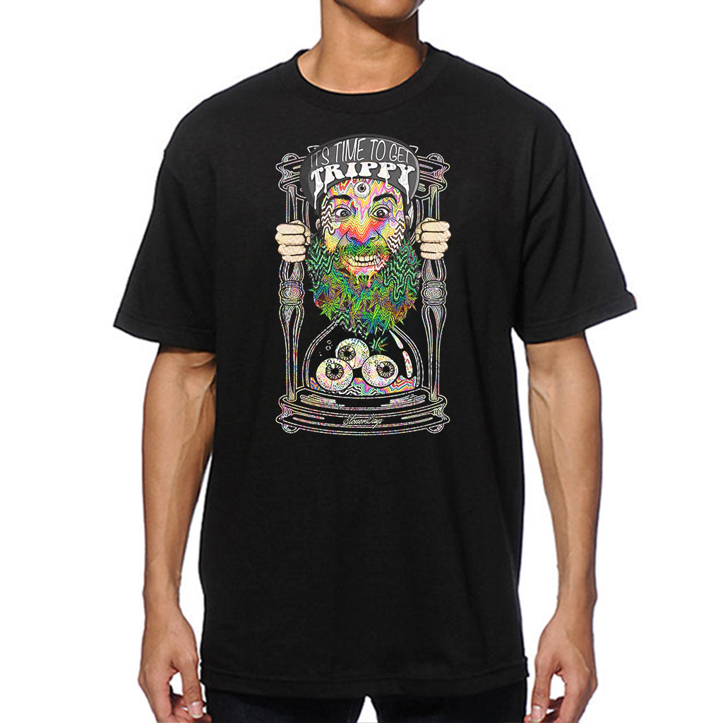 StonerDays Men's Cotton T-Shirt with 'It's Time To Get Trippy' Graphic, Front View
