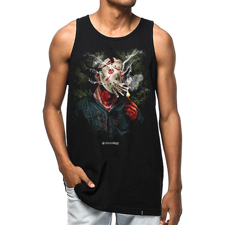 StonerDays Jason Tank top in black, featuring horror-inspired print, available in S to XXL