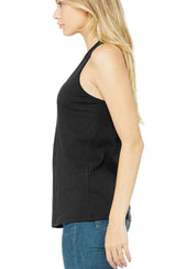 StonerDays women's racerback tank top in black, side view, made with cotton blend