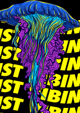StonerDays Just Vibin' Hoodie with Psychedelic Jellyfish Design on Black Background