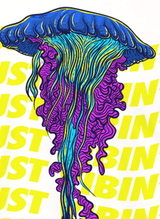StonerDays Just Vibin' White Tee with colorful jellyfish design on white background