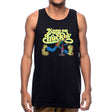 StonerDays Keep On Truckin Men's Tank top in black, cotton material, front view on model