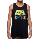 StonerDays Keep On Truckin Men's Tank top in black, cotton material, front view on model