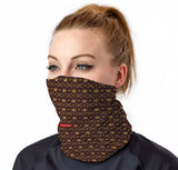 StonerDays King Louie pattern neck gaiter, front view on model, versatile & comfortable fit