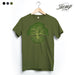 StonerDays Know Your Roots Hemp T-shirt in Herb Green, Men's, front view on hanger