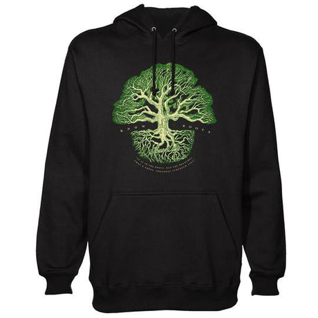 StonerDays Know Your Roots Hoodie in Black with Green Tree Graphic, Front View