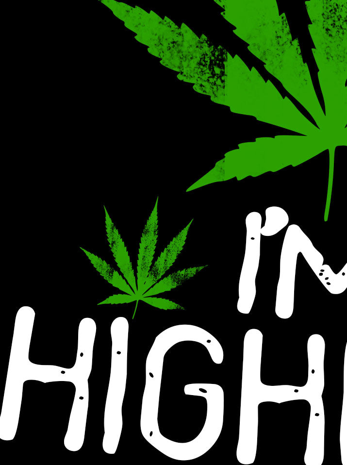 StonerDays Kush Me I'm Highrish Crop Top Hoodie design close-up with green cannabis leaf