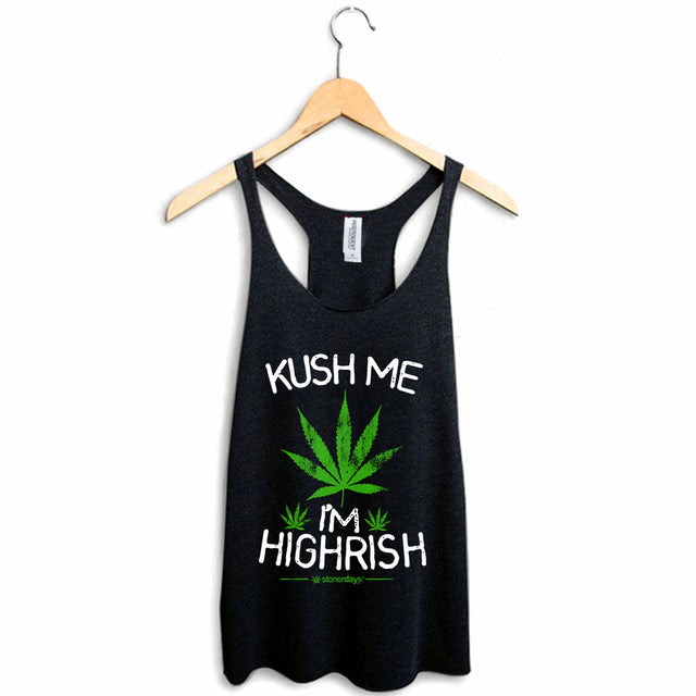 StonerDays Kush Me I'm Highrish Women's Racerback Tank Top in Green, Sizes S-XXL