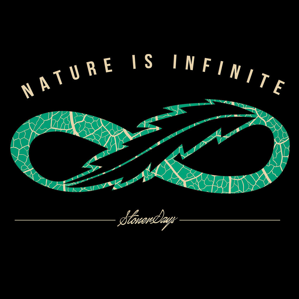 StonerDays Leafinity Hoodie design with infinite leaf pattern on black background