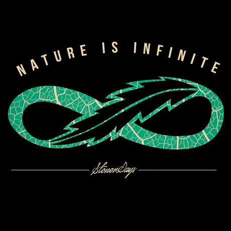 StonerDays Leafinity Tee with Infinity Leaf Design on Black Cotton, Unisex Sizes Available