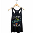 StonerDays Legalize Medicine Tank top in black, cotton blend, front view on hanger