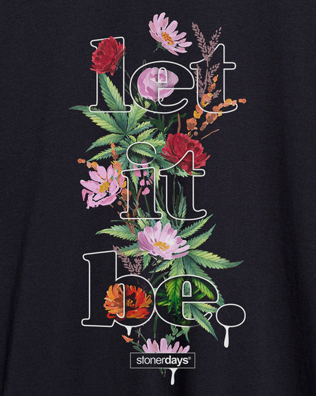 StonerDays Let It Be Men's Tank Top, Floral Graphic Design on Black Cotton Blend