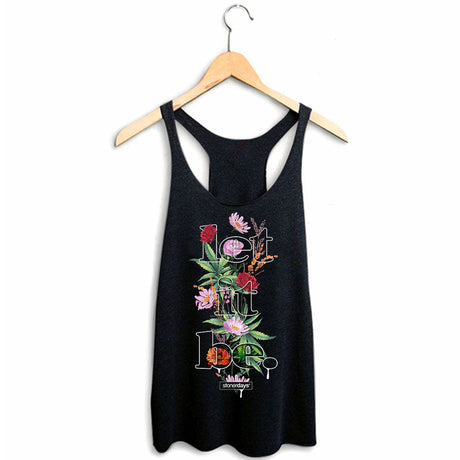 StonerDays Let It Be Women's Racerback Tank Top in Black with Colorful Chillum Design, Sizes S-XXL