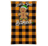 StonerDays Let's Get Baked Gingerbread Gaiter in orange & black checkered pattern, front view