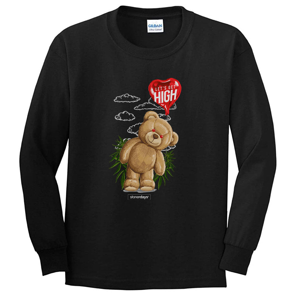 StonerDays Men's Long Sleeve with Heady Bear Graphic, Cotton Material, Front View